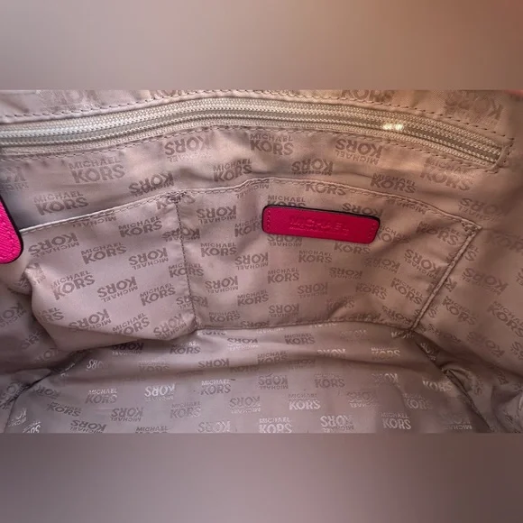 Michael Kors Ciara Large Satchel – Signature Logo Canvas & Hot Pink Leather - Picture 9 of 14